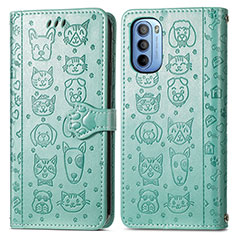 Custodia Portafoglio In Pelle Fantasia Modello Cover con Supporto S03D per Motorola Moto G31 Verde