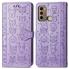 Custodia Portafoglio In Pelle Fantasia Modello Cover con Supporto S03D per Motorola Moto G40 Fusion Viola