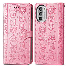 Custodia Portafoglio In Pelle Fantasia Modello Cover con Supporto S03D per Motorola MOTO G52 Rosa