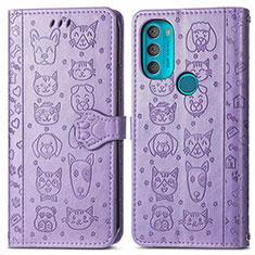 Custodia Portafoglio In Pelle Fantasia Modello Cover con Supporto S03D per Motorola Moto G71 5G Viola