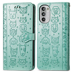 Custodia Portafoglio In Pelle Fantasia Modello Cover con Supporto S03D per Motorola Moto G71s 5G Verde