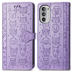 Custodia Portafoglio In Pelle Fantasia Modello Cover con Supporto S03D per Motorola Moto G71s 5G Viola