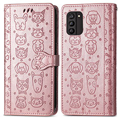 Custodia Portafoglio In Pelle Fantasia Modello Cover con Supporto S03D per Nokia G100 Oro Rosa