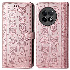 Custodia Portafoglio In Pelle Fantasia Modello Cover con Supporto S03D per OnePlus Ace 2 5G Oro Rosa