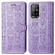 Custodia Portafoglio In Pelle Fantasia Modello Cover con Supporto S03D per Oppo F19 Pro+ Plus 5G Viola