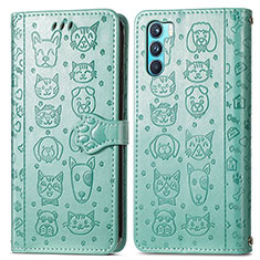 Custodia Portafoglio In Pelle Fantasia Modello Cover con Supporto S03D per Oppo K9 Pro 5G Verde