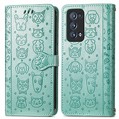 Custodia Portafoglio In Pelle Fantasia Modello Cover con Supporto S03D per Oppo Reno6 Pro+ Plus 5G Verde