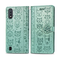 Custodia Portafoglio In Pelle Fantasia Modello Cover con Supporto S03D per Samsung Galaxy A01 SM-A015 Verde