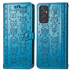Custodia Portafoglio In Pelle Fantasia Modello Cover con Supporto S03D per Samsung Galaxy A05s Blu