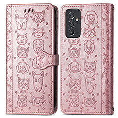 Custodia Portafoglio In Pelle Fantasia Modello Cover con Supporto S03D per Samsung Galaxy A05s Rosa