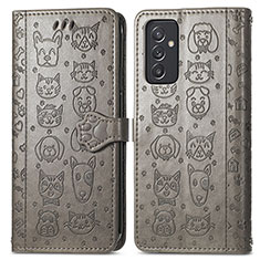 Custodia Portafoglio In Pelle Fantasia Modello Cover con Supporto S03D per Samsung Galaxy A15 5G Grigio