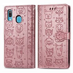 Custodia Portafoglio In Pelle Fantasia Modello Cover con Supporto S03D per Samsung Galaxy A30 Rosa