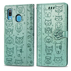 Custodia Portafoglio In Pelle Fantasia Modello Cover con Supporto S03D per Samsung Galaxy A30 Verde