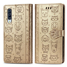 Custodia Portafoglio In Pelle Fantasia Modello Cover con Supporto S03D per Samsung Galaxy A30S Oro