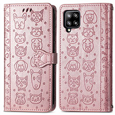 Custodia Portafoglio In Pelle Fantasia Modello Cover con Supporto S03D per Samsung Galaxy A42 5G Rosa