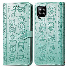 Custodia Portafoglio In Pelle Fantasia Modello Cover con Supporto S03D per Samsung Galaxy A42 5G Verde