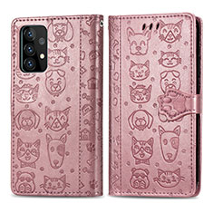 Custodia Portafoglio In Pelle Fantasia Modello Cover con Supporto S03D per Samsung Galaxy A52s 5G Rosa
