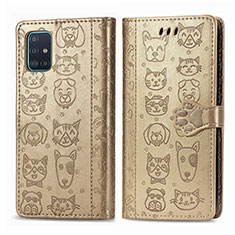 Custodia Portafoglio In Pelle Fantasia Modello Cover con Supporto S03D per Samsung Galaxy A71 5G Oro