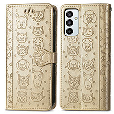 Custodia Portafoglio In Pelle Fantasia Modello Cover con Supporto S03D per Samsung Galaxy F23 5G Oro