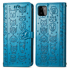 Custodia Portafoglio In Pelle Fantasia Modello Cover con Supporto S03D per Samsung Galaxy F42 5G Blu