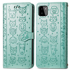 Custodia Portafoglio In Pelle Fantasia Modello Cover con Supporto S03D per Samsung Galaxy F42 5G Verde