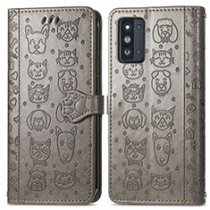 Custodia Portafoglio In Pelle Fantasia Modello Cover con Supporto S03D per Samsung Galaxy F52 5G Grigio