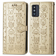 Custodia Portafoglio In Pelle Fantasia Modello Cover con Supporto S03D per Samsung Galaxy F52 5G Oro