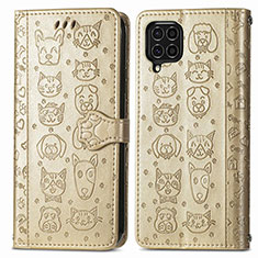 Custodia Portafoglio In Pelle Fantasia Modello Cover con Supporto S03D per Samsung Galaxy F62 5G Oro