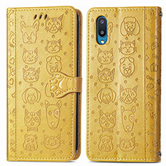 Custodia Portafoglio In Pelle Fantasia Modello Cover con Supporto S03D per Samsung Galaxy M02 Giallo