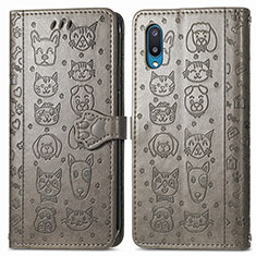 Custodia Portafoglio In Pelle Fantasia Modello Cover con Supporto S03D per Samsung Galaxy M02 Grigio