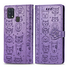 Custodia Portafoglio In Pelle Fantasia Modello Cover con Supporto S03D per Samsung Galaxy M21s Viola