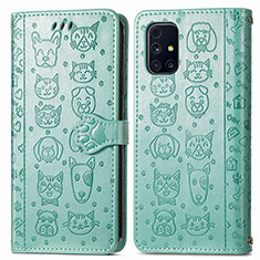 Custodia Portafoglio In Pelle Fantasia Modello Cover con Supporto S03D per Samsung Galaxy M31s Verde