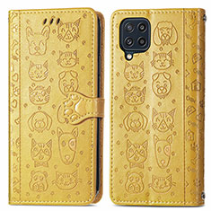 Custodia Portafoglio In Pelle Fantasia Modello Cover con Supporto S03D per Samsung Galaxy M32 4G Giallo