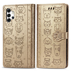 Custodia Portafoglio In Pelle Fantasia Modello Cover con Supporto S03D per Samsung Galaxy M32 5G Oro