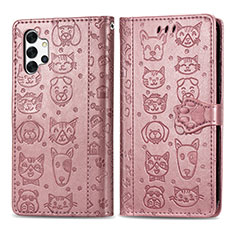 Custodia Portafoglio In Pelle Fantasia Modello Cover con Supporto S03D per Samsung Galaxy M32 5G Rosa
