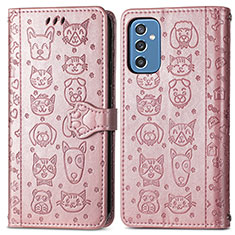 Custodia Portafoglio In Pelle Fantasia Modello Cover con Supporto S03D per Samsung Galaxy M52 5G Rosa