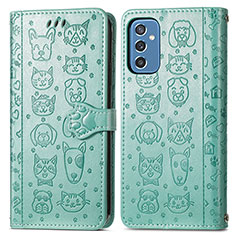 Custodia Portafoglio In Pelle Fantasia Modello Cover con Supporto S03D per Samsung Galaxy M52 5G Verde