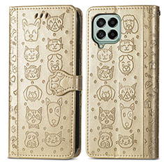 Custodia Portafoglio In Pelle Fantasia Modello Cover con Supporto S03D per Samsung Galaxy M53 5G Oro