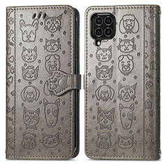 Custodia Portafoglio In Pelle Fantasia Modello Cover con Supporto S03D per Samsung Galaxy M62 4G Grigio