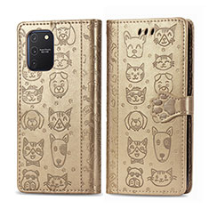 Custodia Portafoglio In Pelle Fantasia Modello Cover con Supporto S03D per Samsung Galaxy M80S Oro