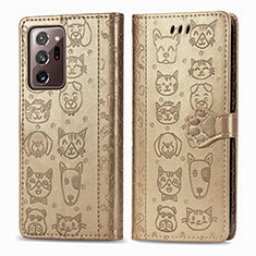 Custodia Portafoglio In Pelle Fantasia Modello Cover con Supporto S03D per Samsung Galaxy Note 20 Ultra 5G Oro