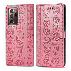 Custodia Portafoglio In Pelle Fantasia Modello Cover con Supporto S03D per Samsung Galaxy Note 20 Ultra 5G Oro Rosa