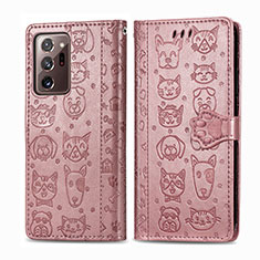 Custodia Portafoglio In Pelle Fantasia Modello Cover con Supporto S03D per Samsung Galaxy Note 20 Ultra 5G Rosa