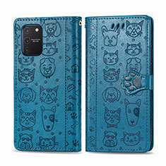 Custodia Portafoglio In Pelle Fantasia Modello Cover con Supporto S03D per Samsung Galaxy S10 Lite Blu