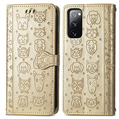 Custodia Portafoglio In Pelle Fantasia Modello Cover con Supporto S03D per Samsung Galaxy S20 FE (2022) 5G Oro