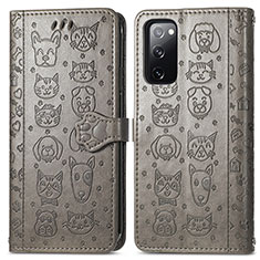 Custodia Portafoglio In Pelle Fantasia Modello Cover con Supporto S03D per Samsung Galaxy S20 FE 5G Grigio