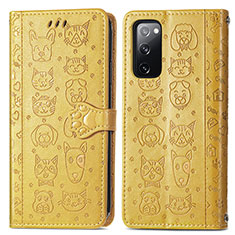 Custodia Portafoglio In Pelle Fantasia Modello Cover con Supporto S03D per Samsung Galaxy S20 Lite 5G Giallo