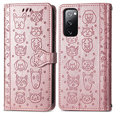 Custodia Portafoglio In Pelle Fantasia Modello Cover con Supporto S03D per Samsung Galaxy S20 Lite 5G Rosa