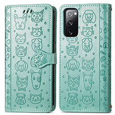 Custodia Portafoglio In Pelle Fantasia Modello Cover con Supporto S03D per Samsung Galaxy S20 Lite 5G Verde