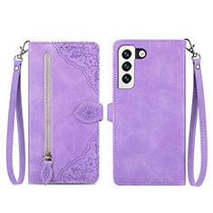 Custodia Portafoglio In Pelle Fantasia Modello Cover con Supporto S03D per Samsung Galaxy S21 5G Viola